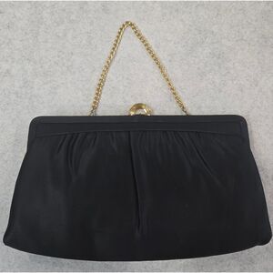 🐢 Vintage Mardane MCM Clutch/Shoulder bag with chain and fold out mirror. Black